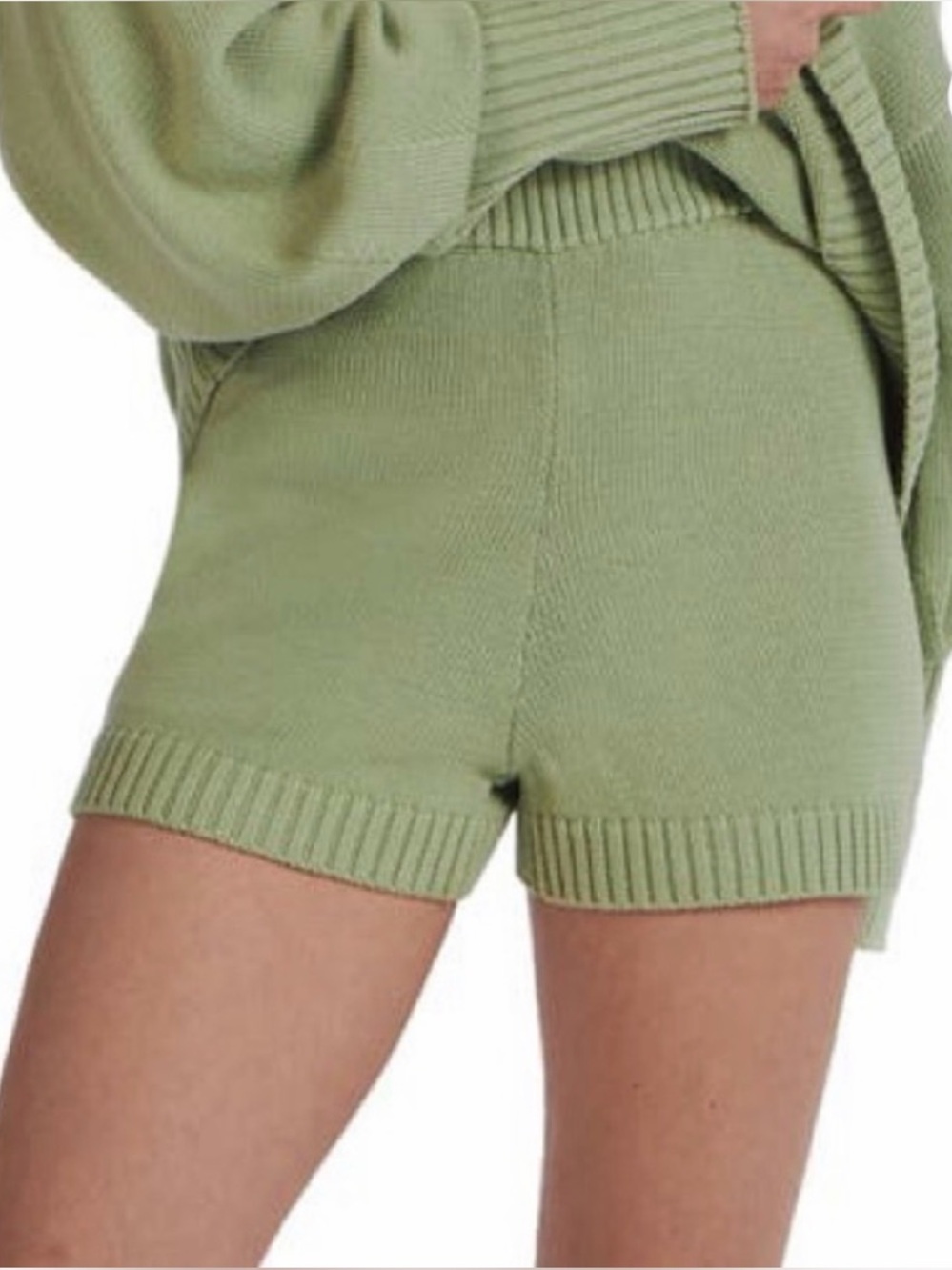 NWT CHARLIE HOLIDAY Blanche High-Rise Organic Cotton Knit Shorts in Sage, XS